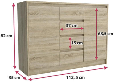 Nowoczesna komoda dąb sonoma z szufladami 112,5 cm ARTEGO