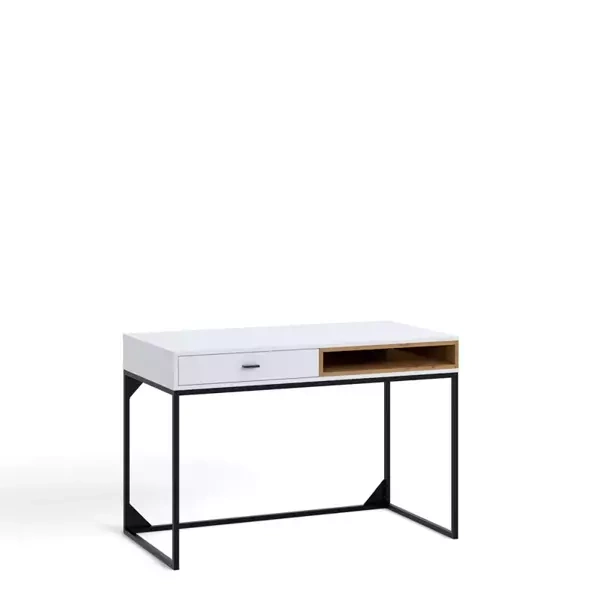 Białe biurko na metalowych nogach OLI