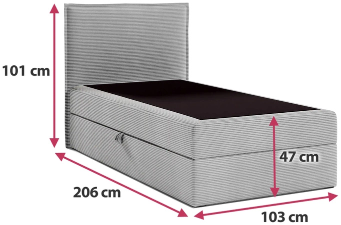 Dziecięce łóżko kontynentalne 100x200 cm tapicerowane MALIBU