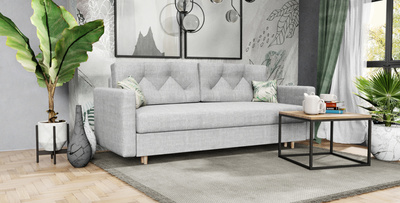 Skandynawska rozkładana sofa do salonu szara NATA