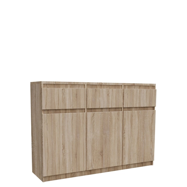 Trzydrzwiowa komoda do salonu z szufladami 120 cm MONTEGO