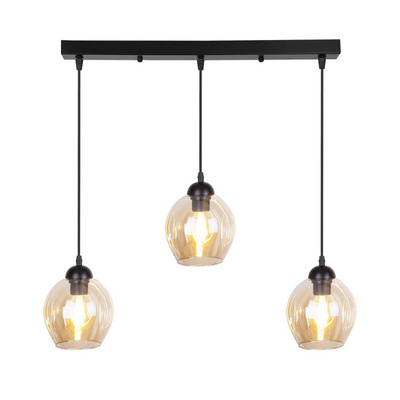 Lampa wisząca szklana czarno brązowa 3xE27 Aspa