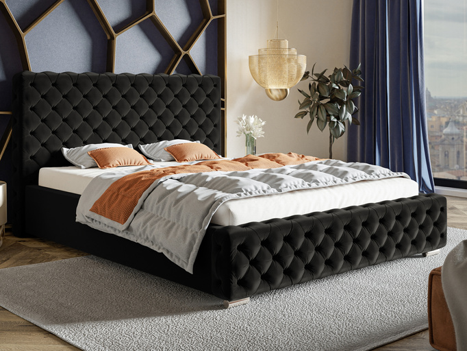 Łóżko tapicerowane 140x200 cm QUINTE szare