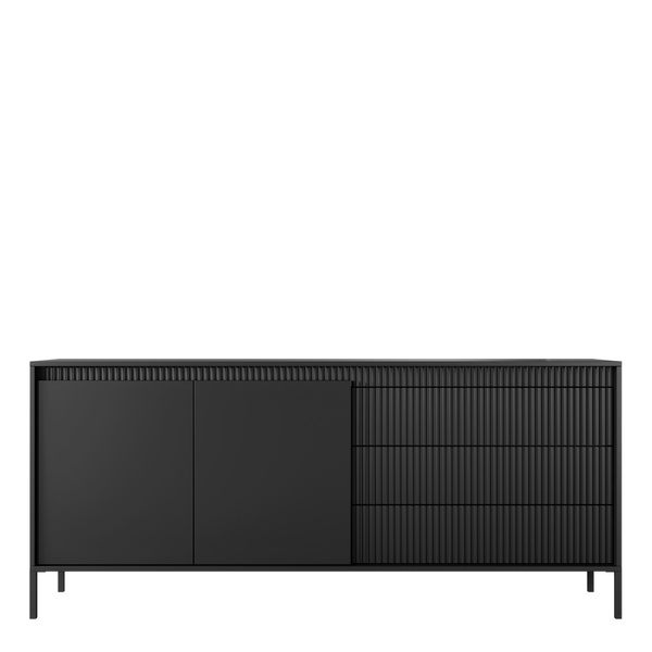Nowoczesna czarna komoda z szufladami do salonu 187 cm SAREVO