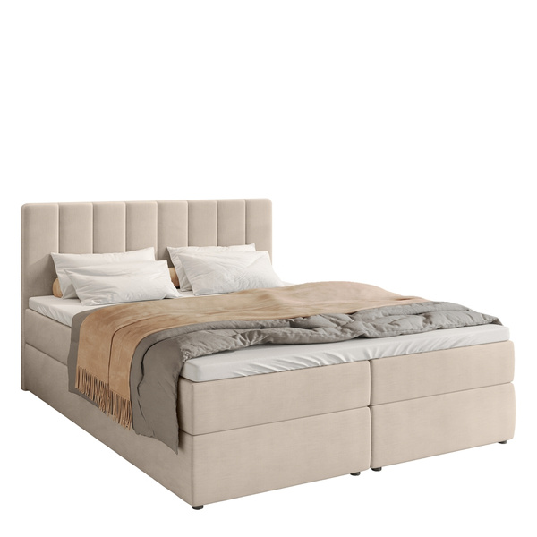 Beżowe łóżko kontynentalne 140x200 cm z pojemnikiem DENVER