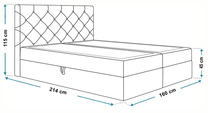 Łóżko kontynentalne 160x200 cm z pojemnikiem na pościel JAMAL