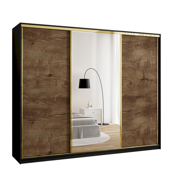 Pojemna szafa przesuwna z lustrem 250 cm GOLD NEW glamour