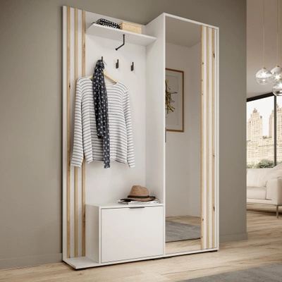  Biała garderoba z lustrem do przedpokoju 130 cm NAVE