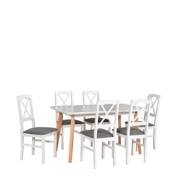 Skandynawski stół rozkładany z krzesłami drewnianymi NESTO
