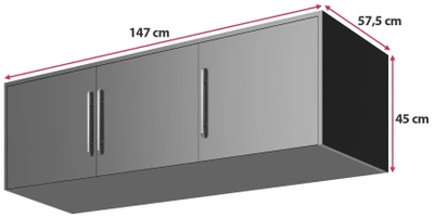 Grafitowa nadstawka do szafy 147 cm BILL
