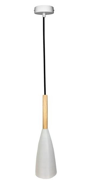 Lampa wisząca biała + drewno Trosa 