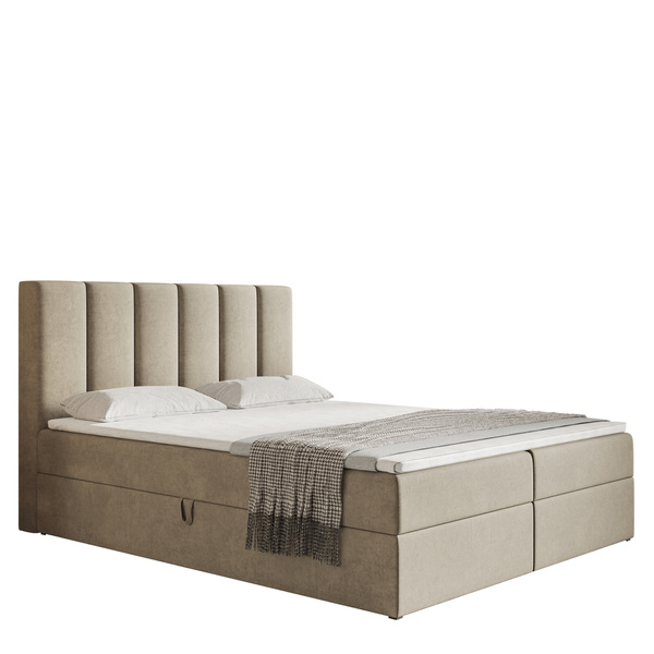 Dwuosobowe łóżko kontynentalne 140x200 cm z pojemnikiem OWEL