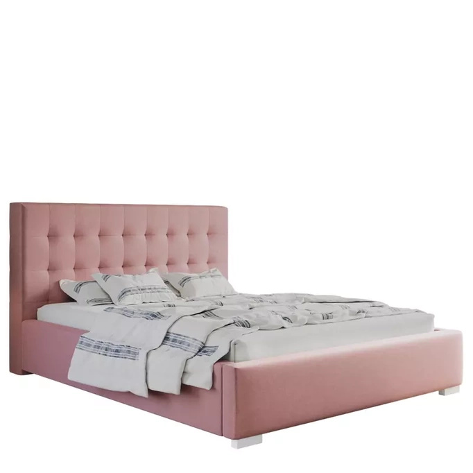 Łóżko 200x200 cm tapicerowane z pojemnikiem NESS