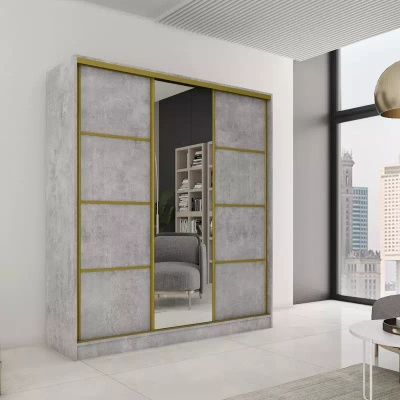 Szafa z lustrem do sypialni 180 cm GOLD mat beton