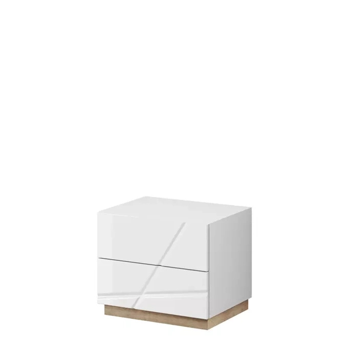 Biała szafka nocna z szufladami do sypialni FUTURA