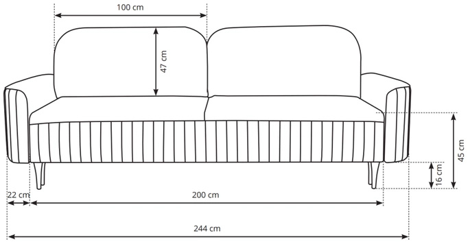 Szara sofa do salonu z funkcją spania VELINA pojemnik na pościel