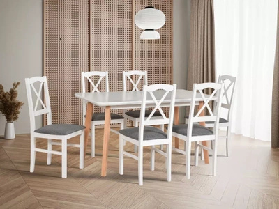 Skandynawski stół rozkładany z krzesłami drewnianymi NESTO