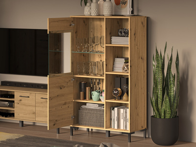 Witryna do salonu w stylu loftowym NEVIO dąb artisan