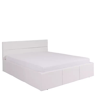 Nowoczesna sypialnia z łóżkiem tapicerowanym biały połysk MODERN 19