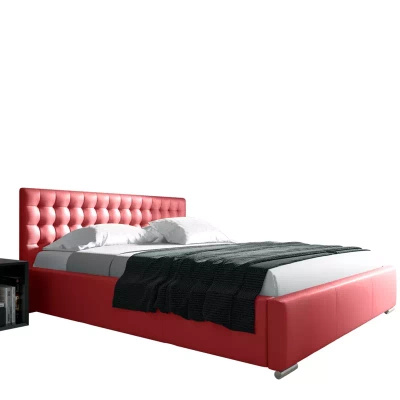 Łóżko tapicerowane 180x200 z czerwonej ekoskóry PRAGA