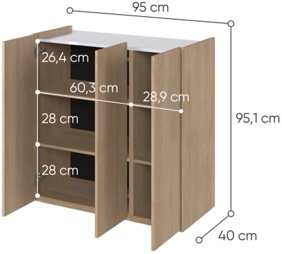 Trzydrzwiowa komoda pod telewizor do salonu 95 cm EASY EA-03