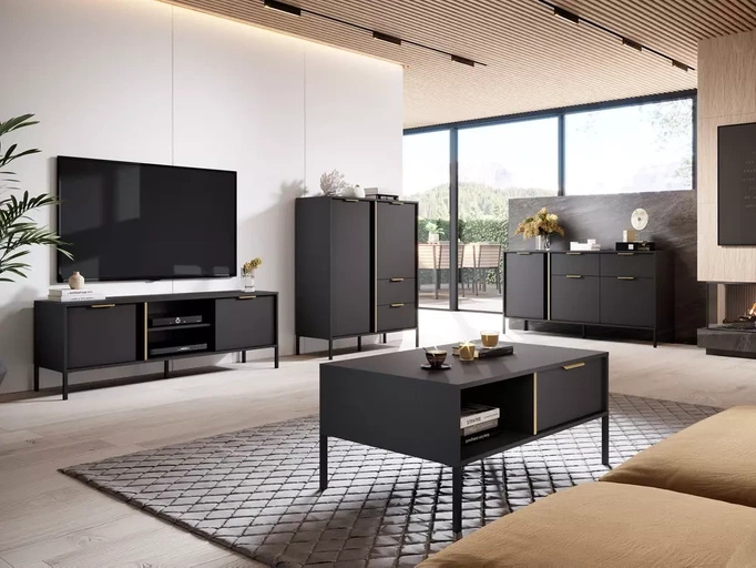 Komoda z drzwiami i szufladami 153cm LECCE antracyt