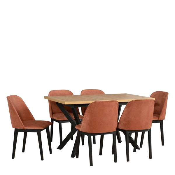 Rozkładany stół z drewnianymi krzesłami do jadalni MONZA