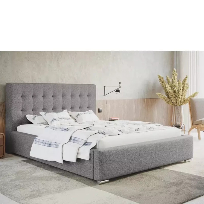 Łóżko 200x200 cm tapicerowane z pojemnikiem NESS