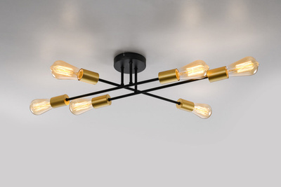Żyrandol lampa sufitowa Crespilo czarno-złota 6xE27