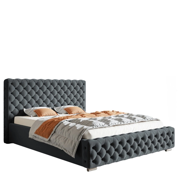 Łóżko tapicerowane 140x200 cm QUINTE szare