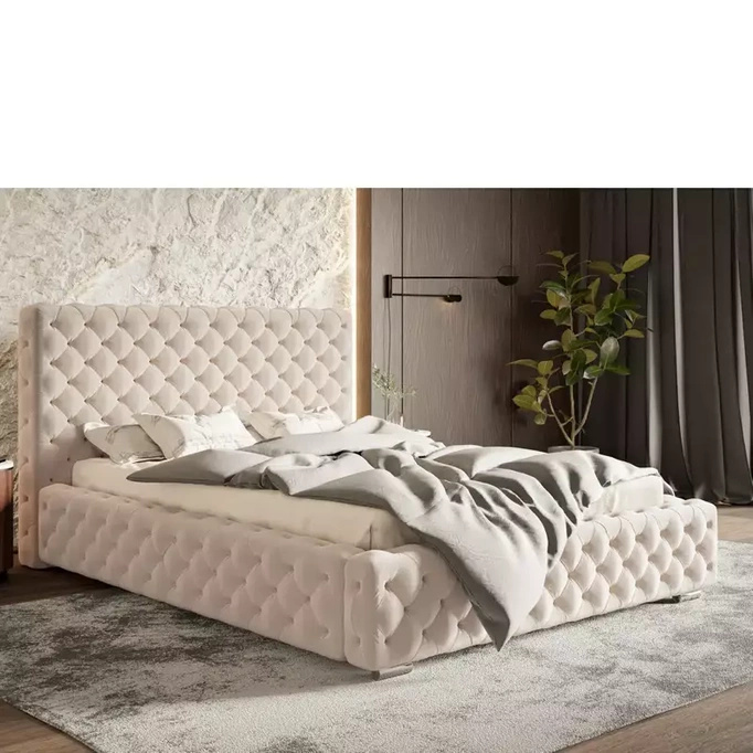 Duże łóżko tapicerowane 200x200 cm AMRON