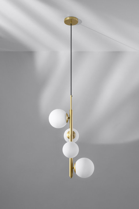 Lampa wisząca mosiądz biała 4xG9 Cordel