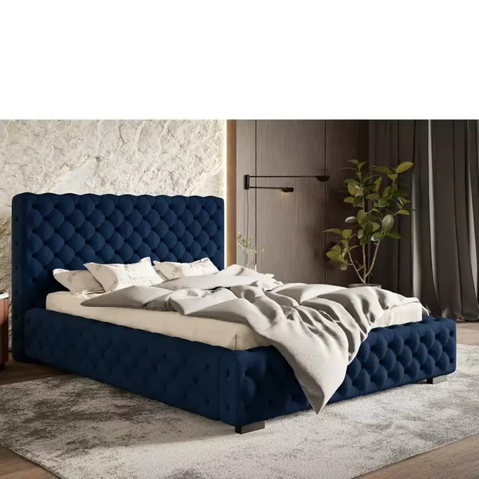 Łóżko sypialniane 180x200 cm błękitne AMRON