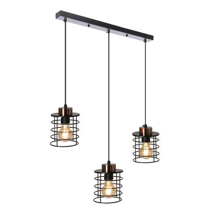 Lampa wisząca sufitowa czarna listwa 3xE27 Glob 