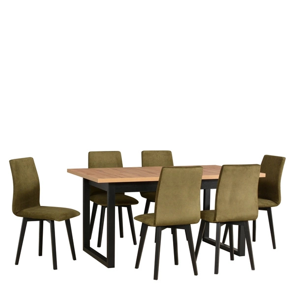 Loftowy stół z krzesłami tapicerowanymi do jadalni LEVATE