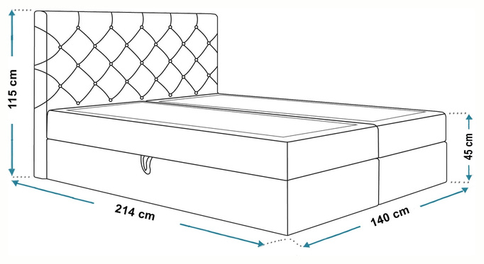 Łóżko kontynentalne 140x200 cm z pojemnikiem na pościel JAMAL