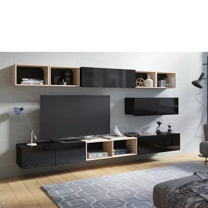 Nowoczesna meblościanka czarny połysk MODERN 26
