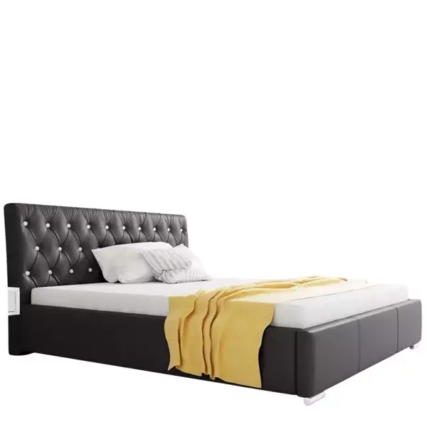 Czarne łóżko tapicerowane 180x200 RYGA