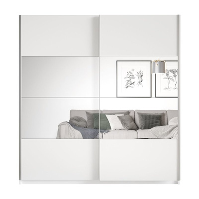 Nowoczesna szafa przesuwna z lustrem 220 cm biała BETI