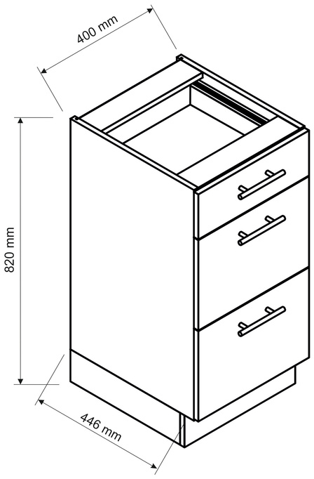 Dolna szafka kuchenna 40 cm z szufladami BRIT cichy domyk