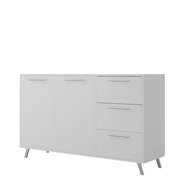 Biała komoda z drzwiami i szufladami 140 cm BILL