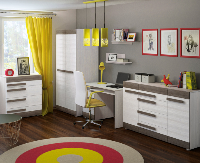 BLANCO 04 sosna śnieżna/MDF new grey - regał