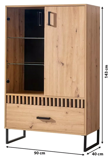 Witryna w stylu nowoczesnym LAMELIX dąb artisan 