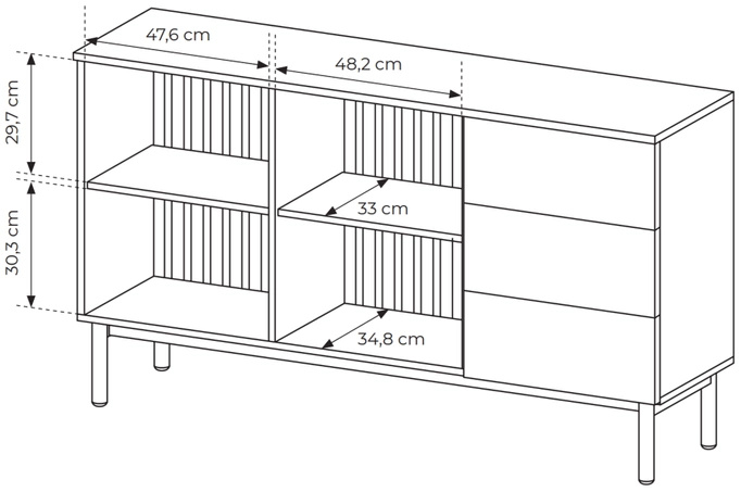 Loftowa komoda do salonu z szufladami 150 cm LARINO