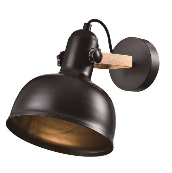 Kinkiet czarny drewniany regulowany lampa E27 40W Reno