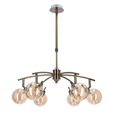 LENTINI LAMPA WISZĄCA PATYNOWY 6X40W G9 KLOSZ BURSZTYNOWY