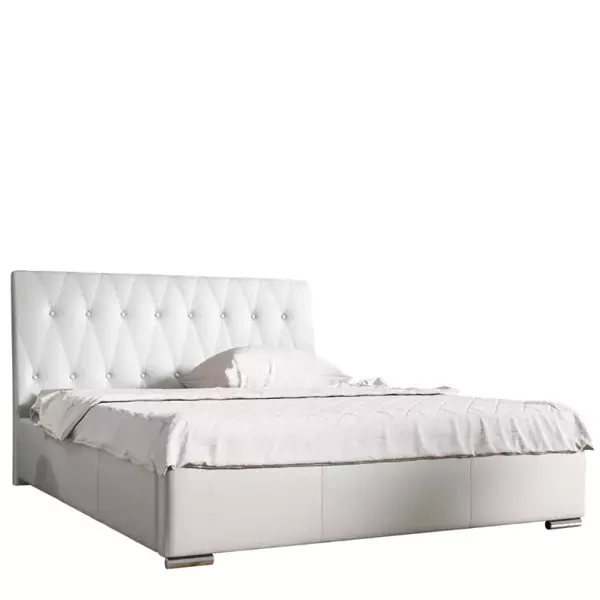 Łóżko tapicerowane 180x200 biała ekoskóra NANKIN