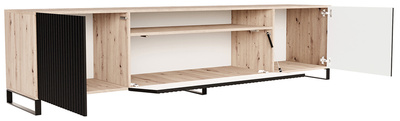 Szafka RTV 200 cm na nóżkach nowoczesna TAVIO dąb artisan + czarny